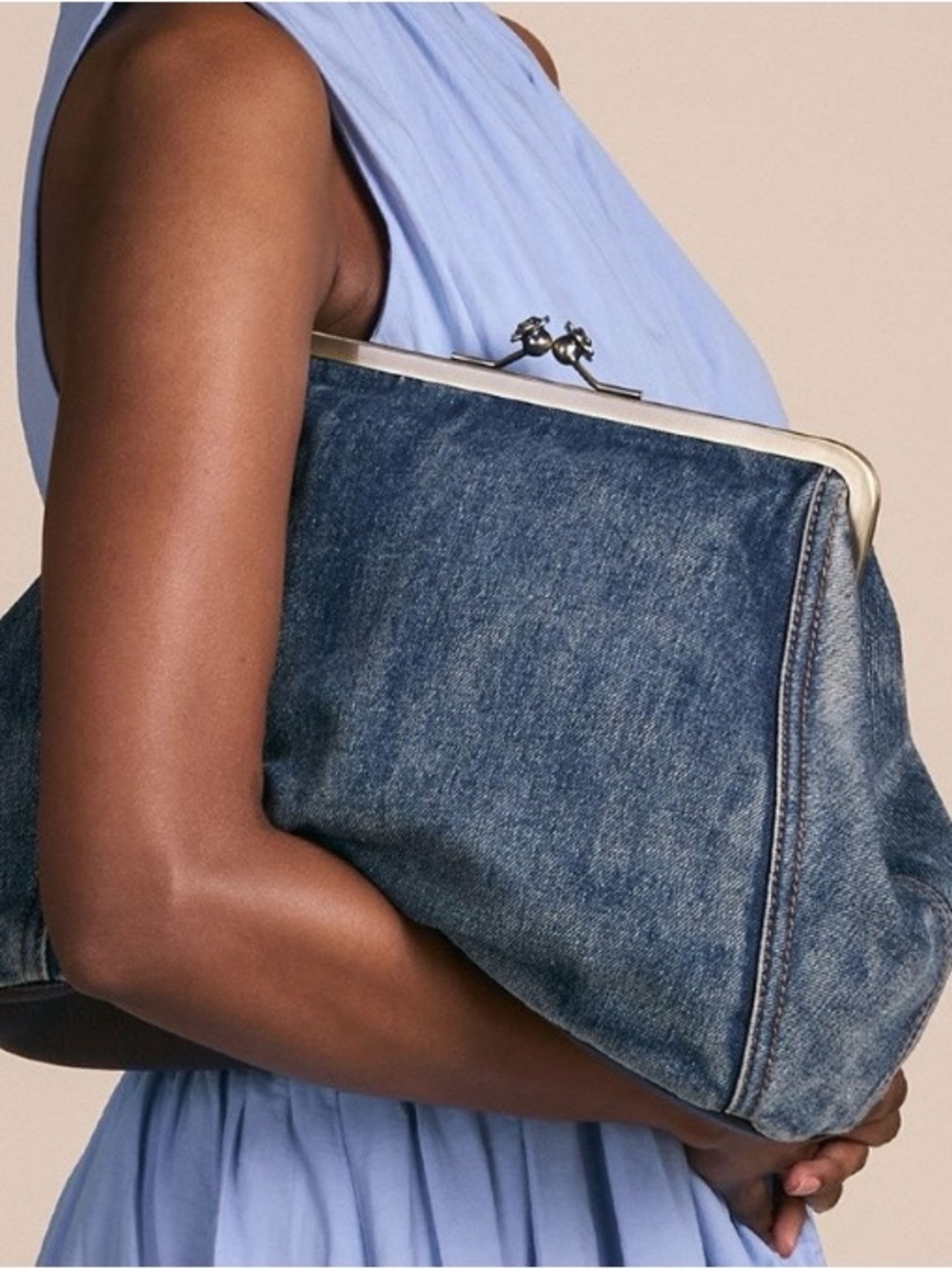 Patricia Nash Vivienne medium denim frame bag clutch w/ shoulder strap NEW